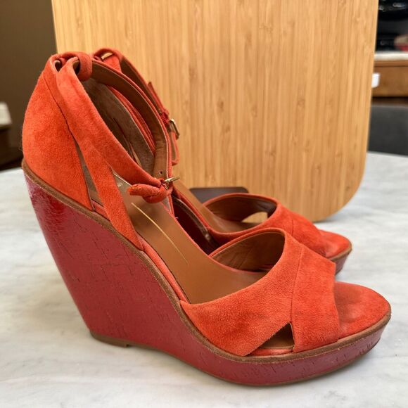 Dolce Vita Platform Wedge Heels Nubuck Size 8M Red/Orange - Picture 3 of 15